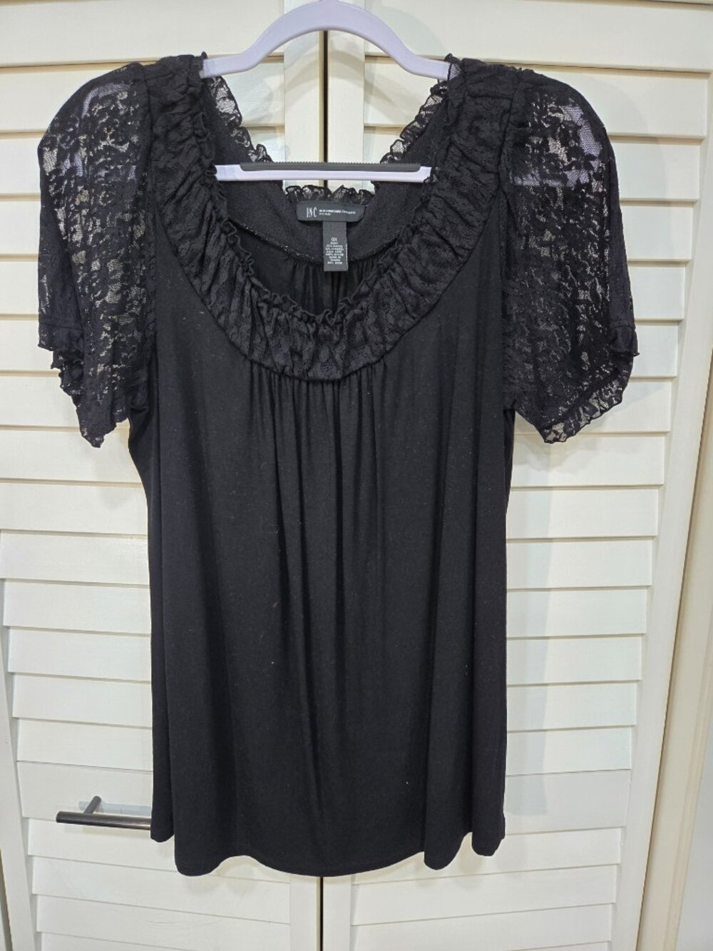 Black Lace Blouse, OX, INC woman, good Condition, very Feminine